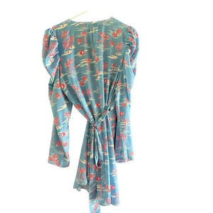 Never Fully Dressed Women's Blue & Pink V-Neckline Wrap Mini Dress Size 12